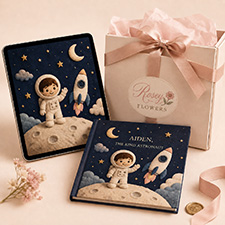 Concept preview of the upcoming Rosey Flowers Printed storybook gift set