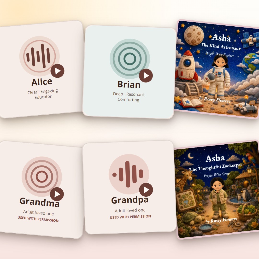 Choose the voice that brings their bedtime story to life.